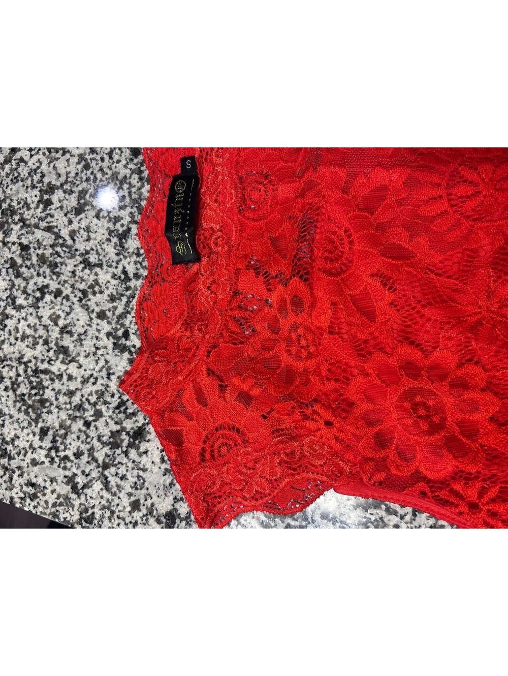 Onzino Womens Small Red Floral Lace Sleeveless Bodycon Party Dress Sheath S - Picture 10 of 15